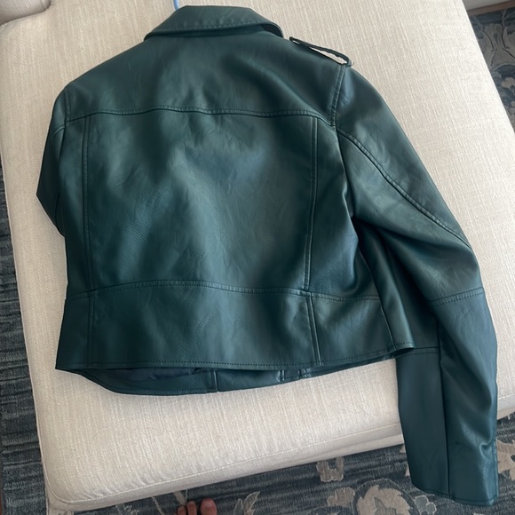 Vegan emerald green leather jacket - Picture 2 of 4